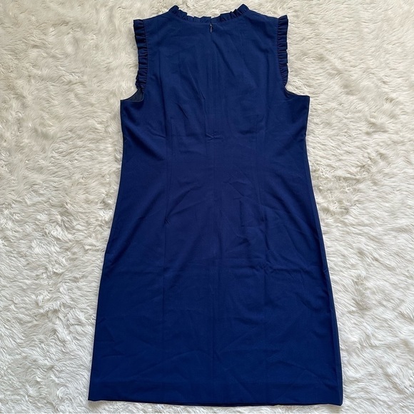 J. Crew Factory Dress Ruffleneck Suit Above Knee Antique Navy Blue 10 NWT New - Picture 4 of 12